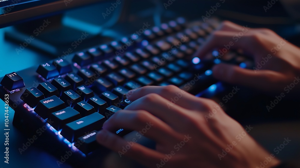 Hands typing on a mechanical keyboard with multiple code windows open, software development process, coding in action. Hands typing on a mechanical keyboard with multiple code windows open, software development process, coding in action.