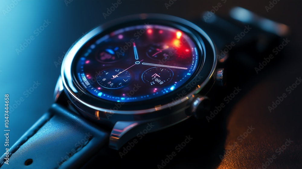 Smartwatch displaying a responsive website layout, mobile-first design, wearable tech integration. Smartwatch displaying a responsive website layout, mobile-first design, wearable tech integration.