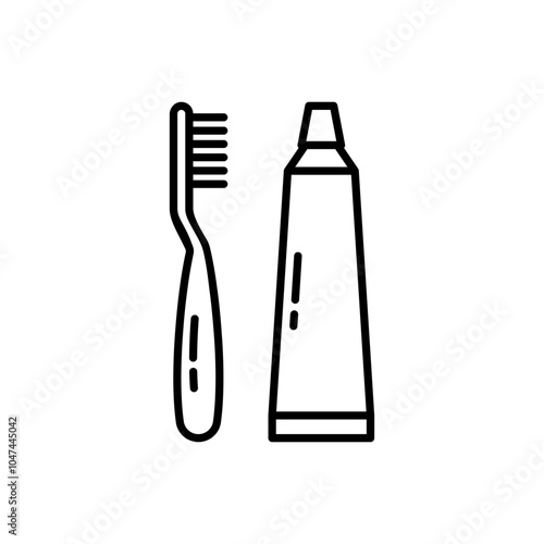 Toothpaste and toothbrush icon
