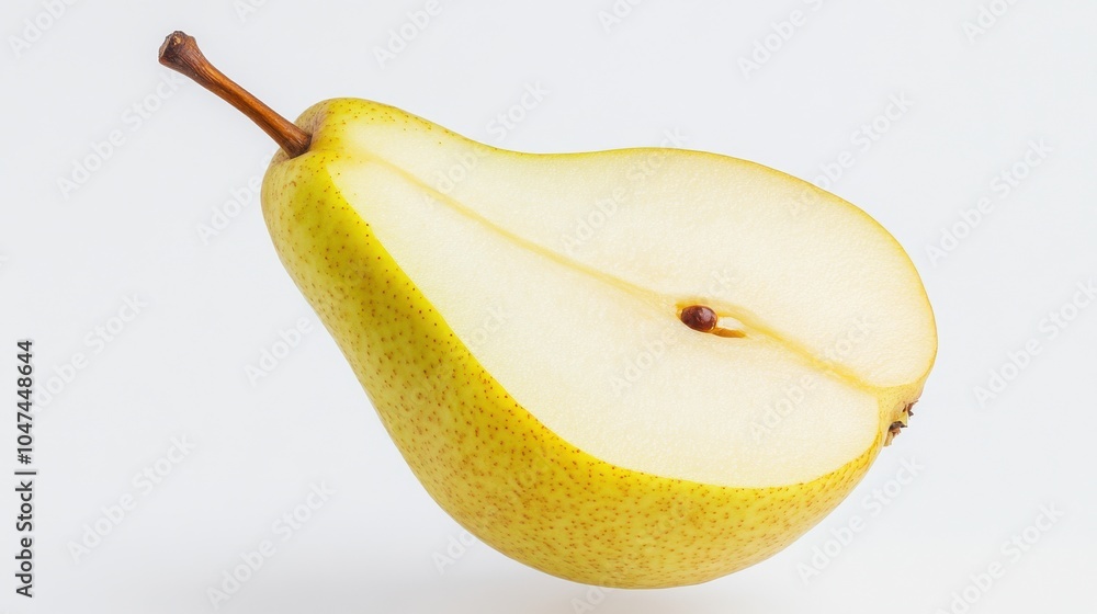 Floating Slice of Fresh Pear on White Background Floating Slice of Fresh Pear on White Background