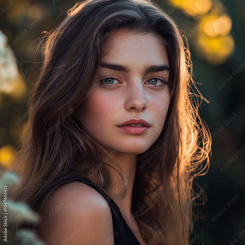 Porträt einer attraktiven jungen Influencerin im modernen Stil. Natürliches Make-up, ausdrucksstarkes Profil und stilvolle Ausstrahlung. Zeitgemäße Social-Media-Ästhetik Porträt einer attraktiven jungen Influencerin im modernen Stil. Natürliches Make-up, ausdrucksstarkes Profil und stilvolle Ausstrahlung. Zeitgemäße Social-Media-Ästhetik
