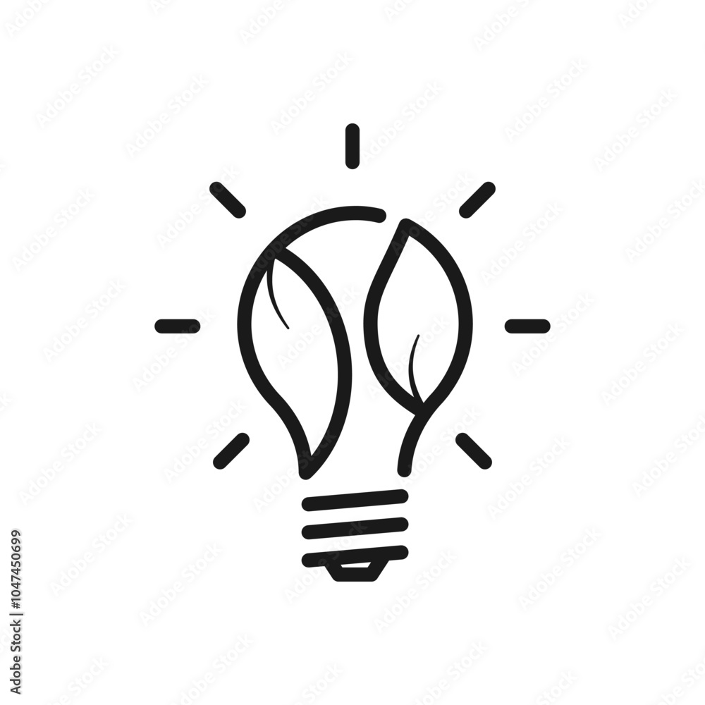 Eco-friendly light bulb with leaf icon isolated on white background. Eco-green idea thinking. Vector Illustration design. Eco-friendly light bulb with leaf icon isolated on white background. Eco-green idea thinking. Vector Illustration design.