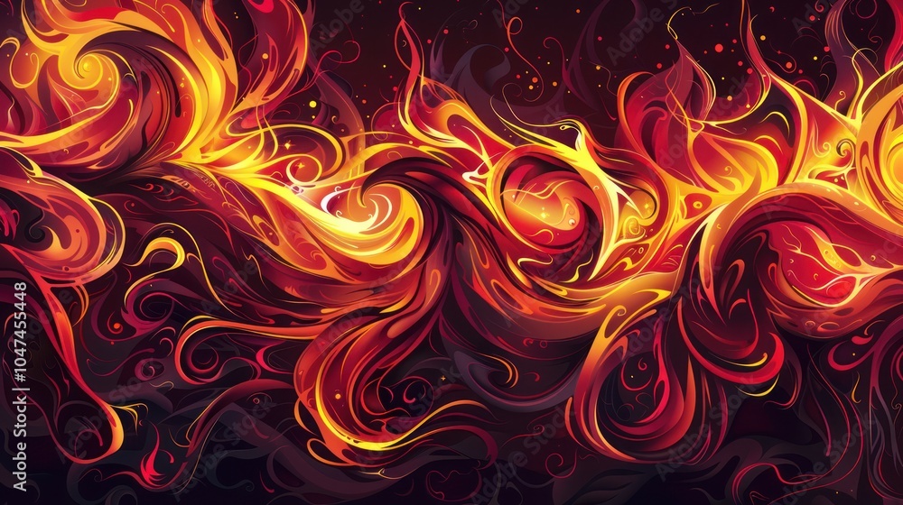Abstract Swirling Fire Design with Red and Yellow Flames Abstract Swirling Fire Design with Red and Yellow Flames