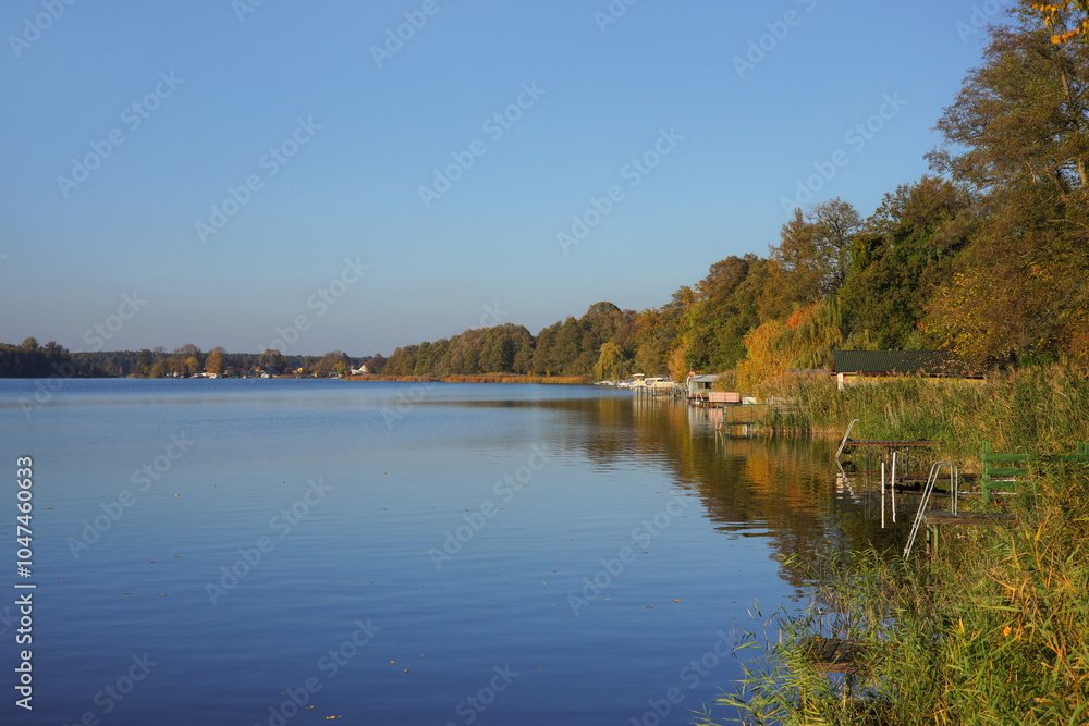 Panoramic view at Teupitz Lake in autumn in federal state Brandenburg - Germany Panoramic view at Teupitz Lake in autumn in federal state Brandenburg - Germany