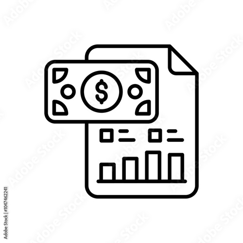 Financial Report Outline Icon, Vector illustration