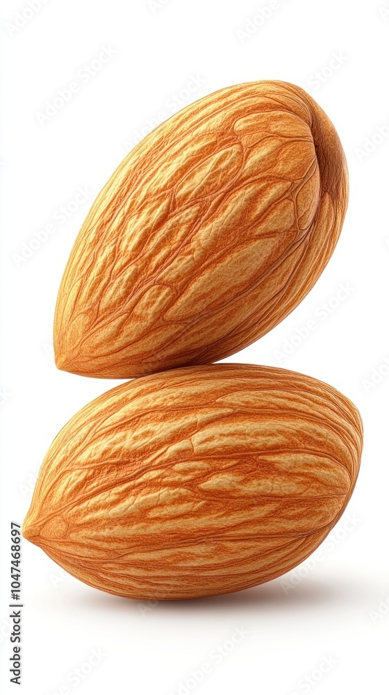 Almonds isolated on a white background, AI generated Almonds isolated on a white background, AI generated