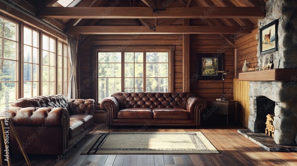 Cozy Rustic Living Room with Stylish Furnishings Cozy Rustic Living Room with Stylish Furnishings