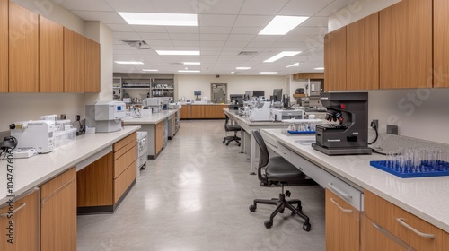 Modern Laboratory Interior with Workstations and Equipment