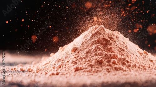 3D rendering of whey protein powder dissolving in water, soft glowing textures, vibrant lighting, Whey protein powder, Fitness and nutrition photo