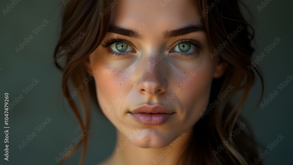 young lady close up portrait, looking into the camera, generative ai young lady close up portrait, looking into the camera, generative ai