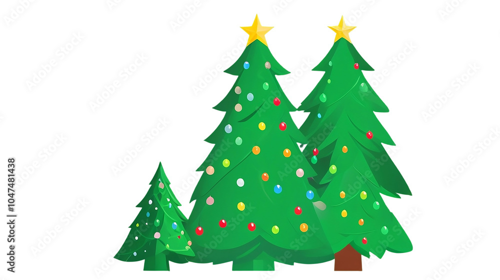 Decorated Christmas trees set Decorated Christmas trees set
