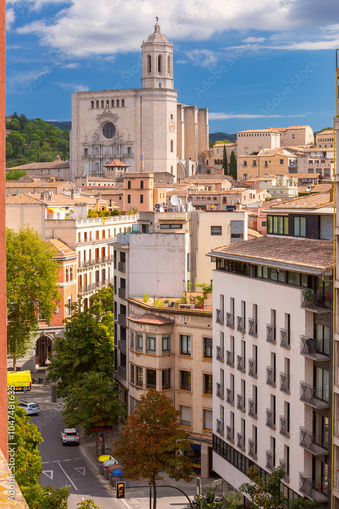 Obraz premium Girona Cathedral in the Old Town of Girona, Spain