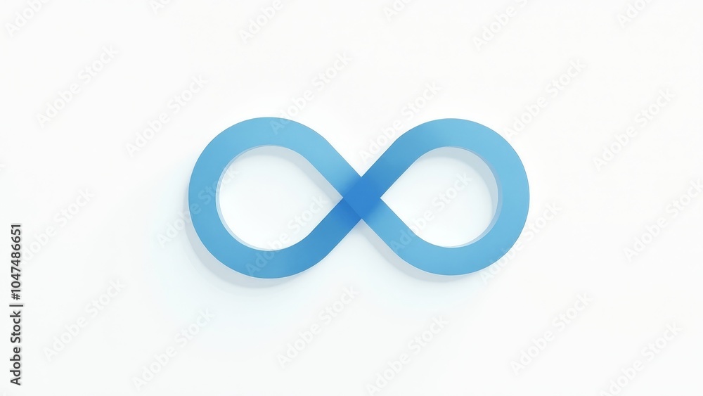 Minimalist Blue Infinity Loop on White Background Representing Endless Growth Minimalist Blue Infinity Loop on White Background Representing Endless Growth