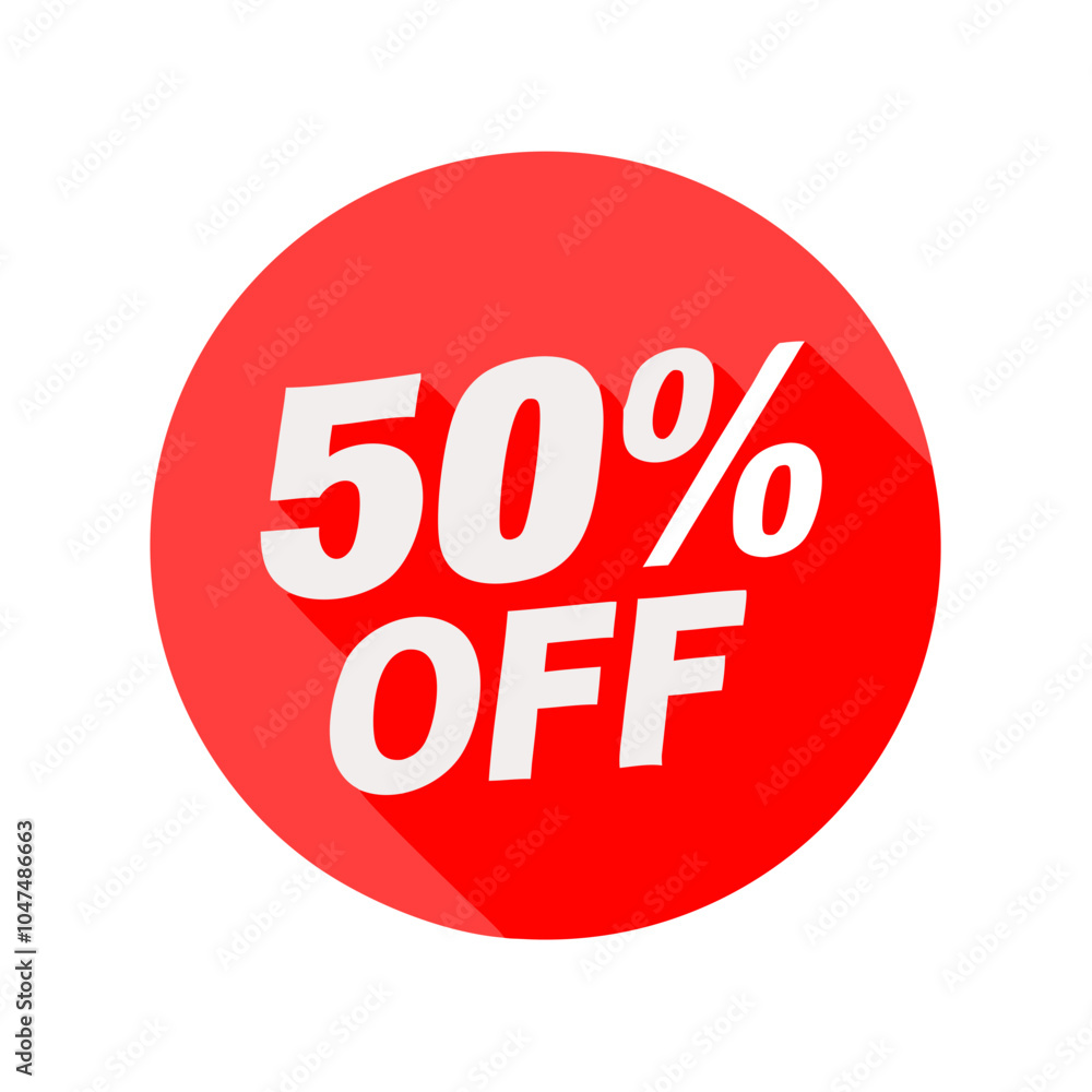 50% Off Red Discount Sticker in Round Shape 50% Off Red Discount Sticker in Round Shape