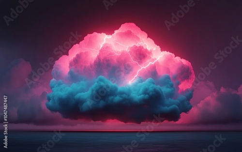Vibrant neon cloud with electric pink and blue colors