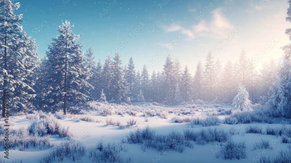 Fototapeta premium Winter Wonderland in a Snowy Forest