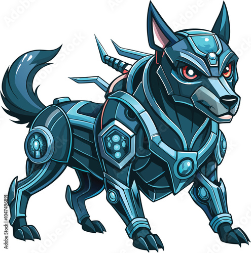 Cybernetic Canine Futuristic Armored Wolf