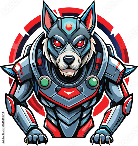 Cybernetic Dog  Futuristic  Armor  Red  Eyes  Design