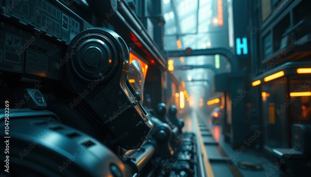 Futuristic urban robotics scene Futuristic urban robotics scene