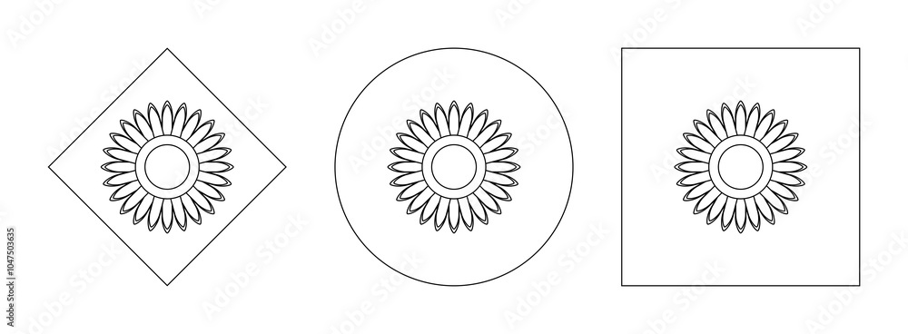sunflower head icon outline set. vector illustration isolated on white background sunflower head icon outline set. vector illustration isolated on white background