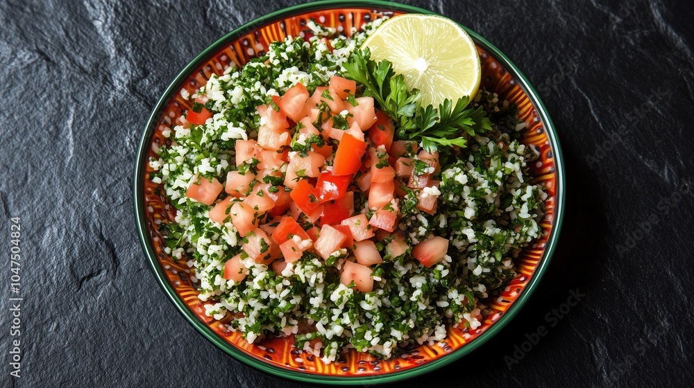 A plate of food with a green salad and a lime on top A plate of food with a green salad and a lime on top