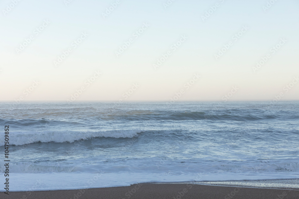 Beach and sea background, view of the Atlantic ocean, from a city in Europe. Beach and sea background, view of the Atlantic ocean, from a city in Europe.