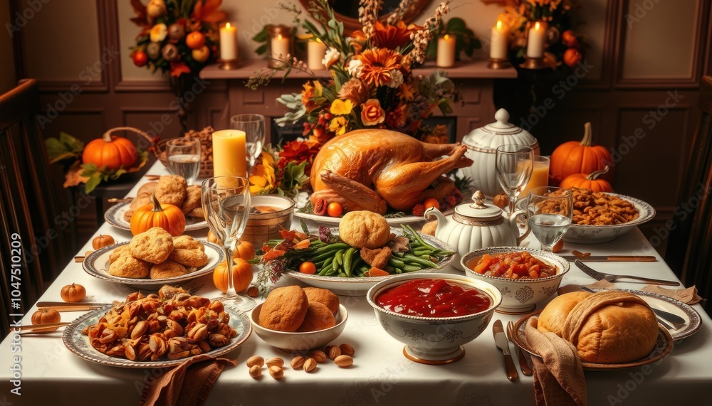 Thanksgiving feast table setting Thanksgiving feast table setting