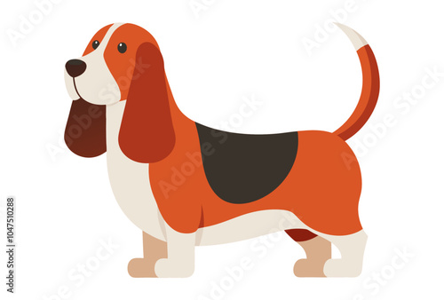 basset hound dog animal flat style isolated on white background. Vector illustration