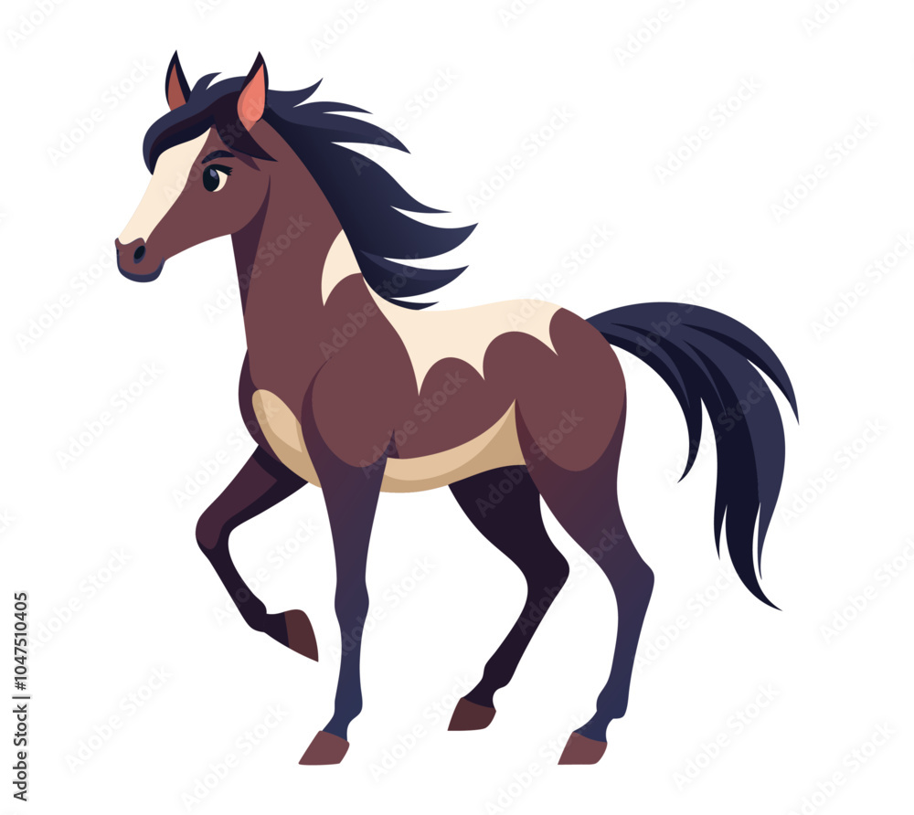 horse animal flat style isolated on white background. Vector illustration horse animal flat style isolated on white background. Vector illustration
