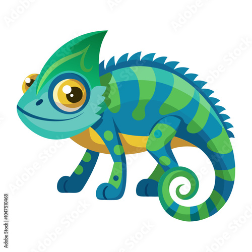 chameleon animal flat style isolated on white background. Vector illustration