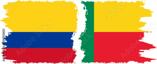 Free Download Benin and Colombia grunge flags connection, vector - GFXLoad