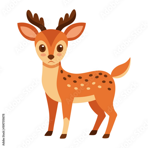 cute deer animal flat style isolated on white background. Vector illustration