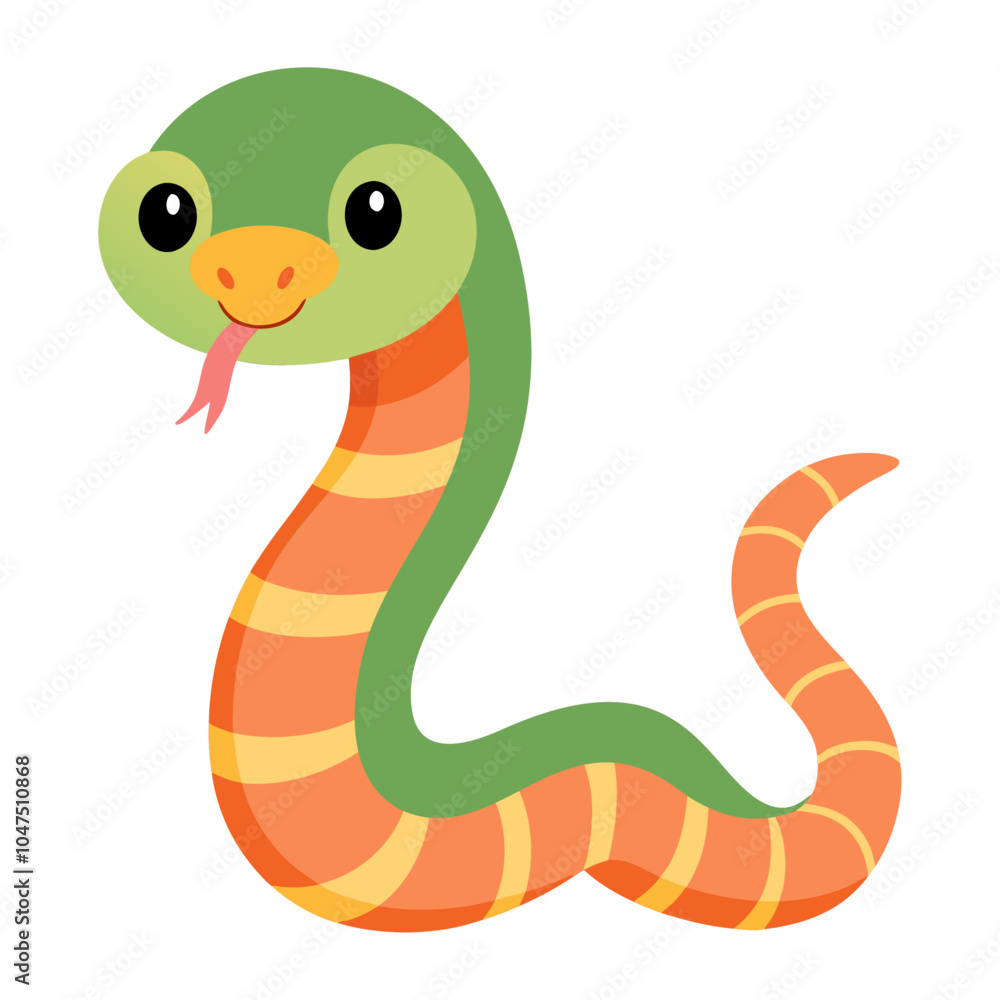 Fototapeta premium cute snake animal flat style isolated on white background. Vector illustration