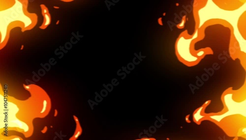 video effect cartoon flames on both sides on black background