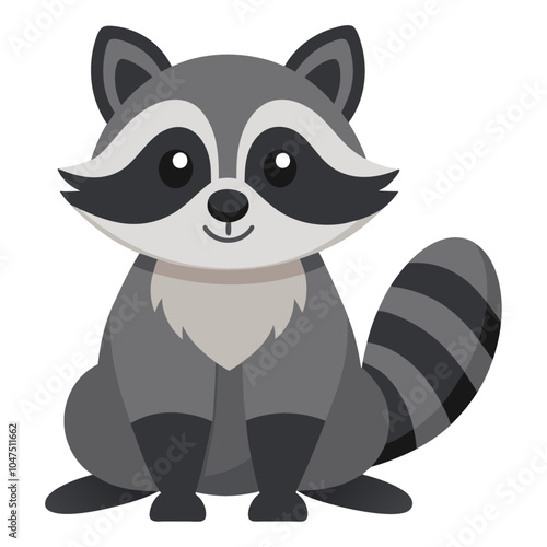 raccoon animal flat style isolated on white background. Vector illustration