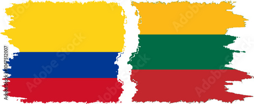 Free Download Lithuania and Colombia grunge flags connection, vector - GFXLoad