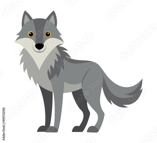 wolf animal flat style isolated on white background. Vector illustration