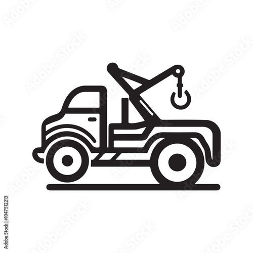 Tow Truck Silhouette Illustration – High-Resolution Vector for Designers