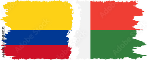 Free Download Madagascar and Colombia grunge flags connection, vector - GFXLoad