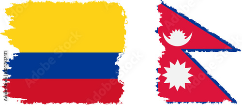 Free Download Nepal and Colombia grunge flags connection, vector - GFXLoad