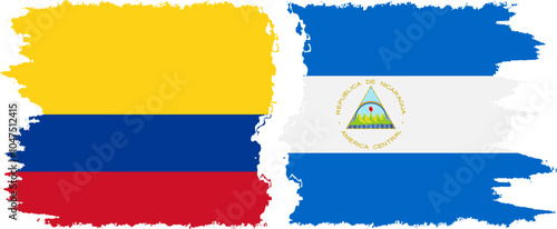 Free Download Nicaragua and Colombia grunge flags connection, vector - GFXLoad