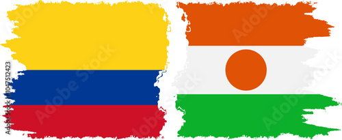 Free Download Niger and Colombia grunge flags connection, vector - GFXLoad