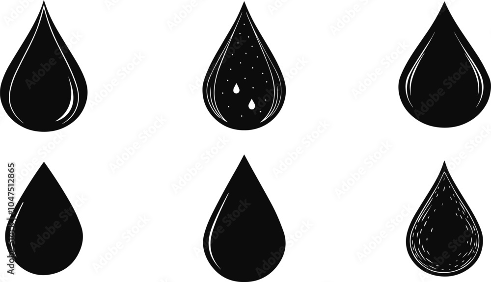 Set of Raindrop Silhouette Vector Set of Raindrop Silhouette Vector