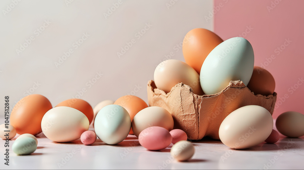 Colorful Easter eggs without patterns on a light background Colorful Easter eggs without patterns on a light background