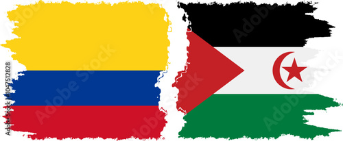 Free Download Western Sahara and Colombia grunge flags connection, vector - GFXLoad