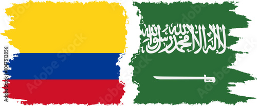 Free Download Saudi Arabia and Colombia grunge flags connection, vector - GFXLoad