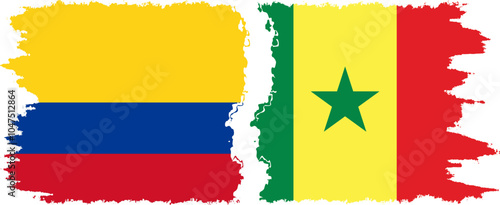 Free Download Senegal and Colombia grunge flags connection, vector - GFXLoad