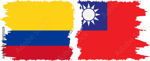 Free Download Taiwan and Colombia grunge flags connection, vector - GFXLoad