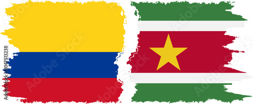 Free Download Suriname and Colombia grunge flags connection, vector - GFXLoad