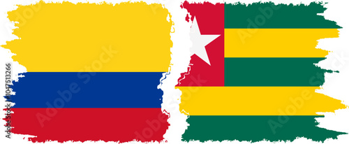Togo and Colombia grunge flags connection, vector